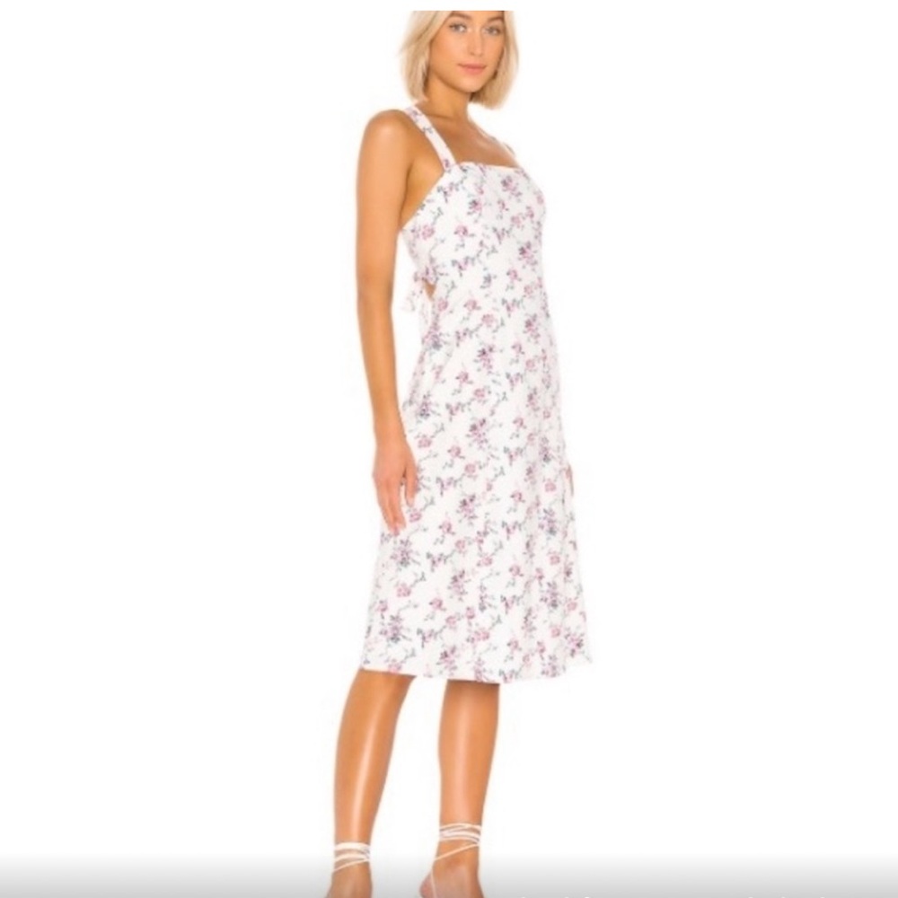 NWOT Revolve LPA White Floral Tie Back Apron Halter Dress
